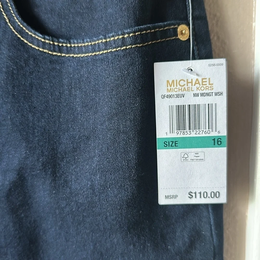 NWT MICHAEL KORS Selma High Rise Midnight Wash Skinny Ankle